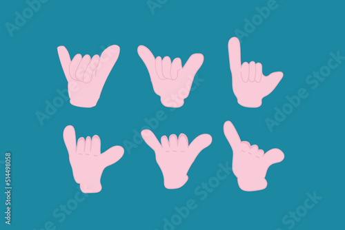 shaka hand gesture sign design vector flat illustration