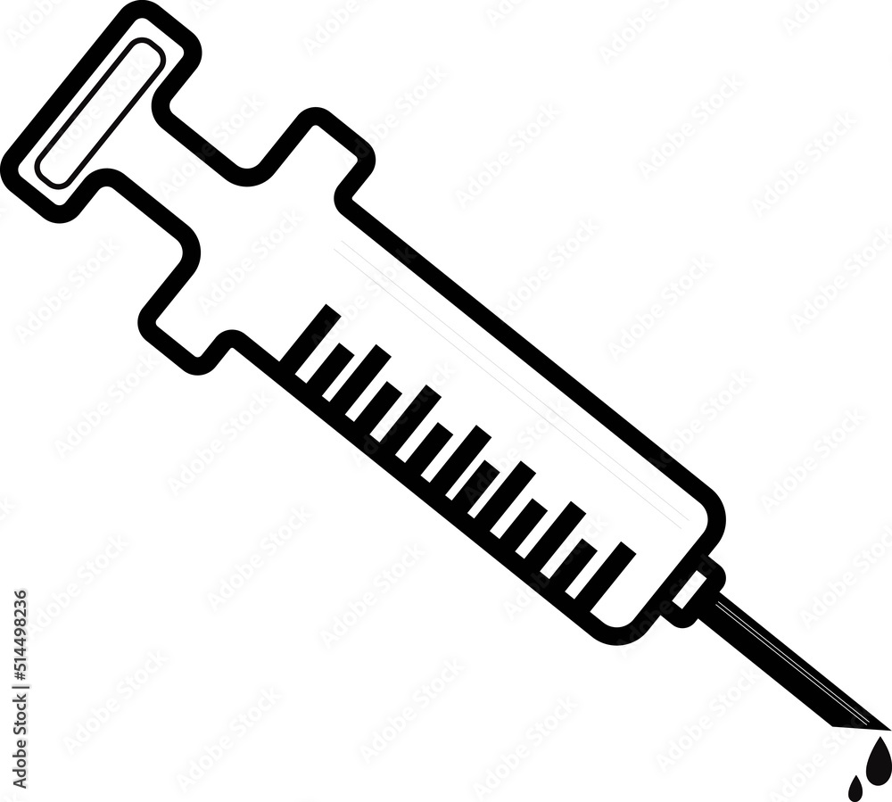 2D illustration Syringe with needle 2D illustration Syringe with needle