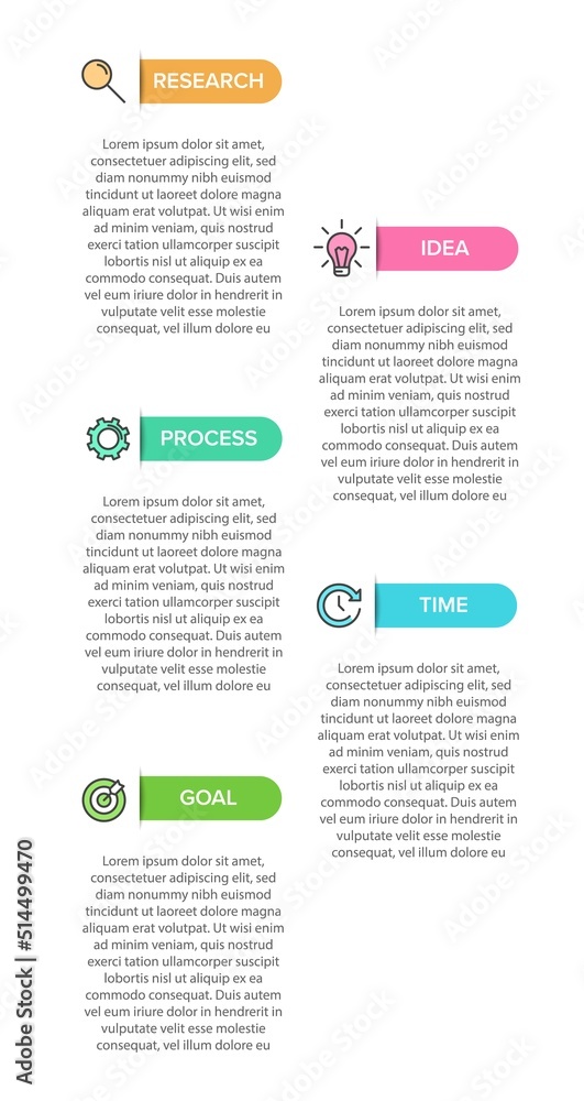 Vertical infographic design with icons and 5 options or steps. Thin line. Infographics business concept. Can be used for info graphics, flow charts, presentations, mobile web sites, printed materials.