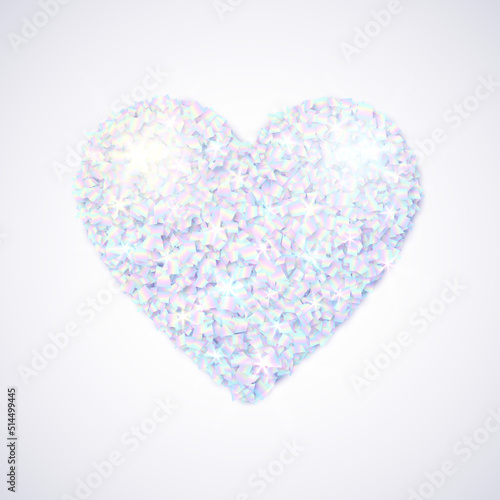 Shiny heart made of holographic foil particles