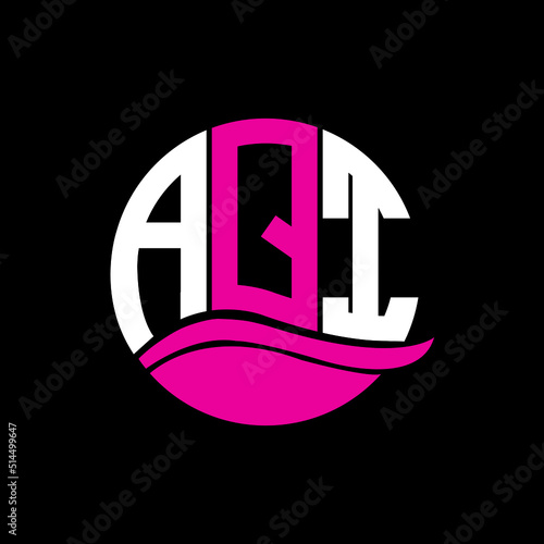 AQI logo monogram isolated on circle element design template, AQI letter logo design on black background. AQI creative initials letter logo concept. AQI letter design.
