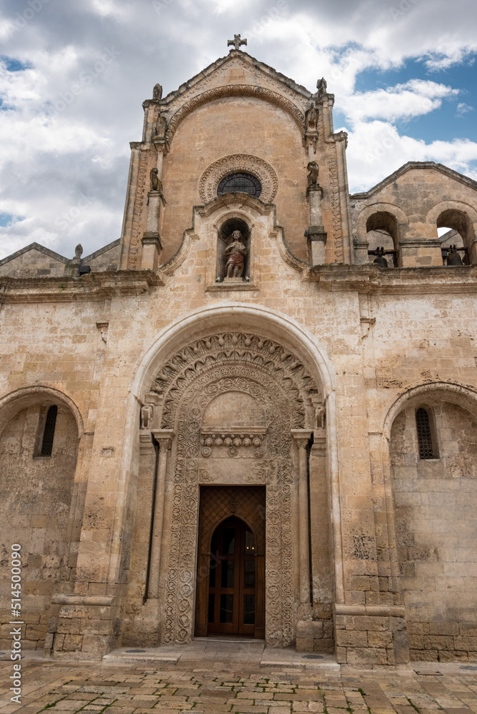 Portal of the church Saint John the Baptist in Matera, Italy