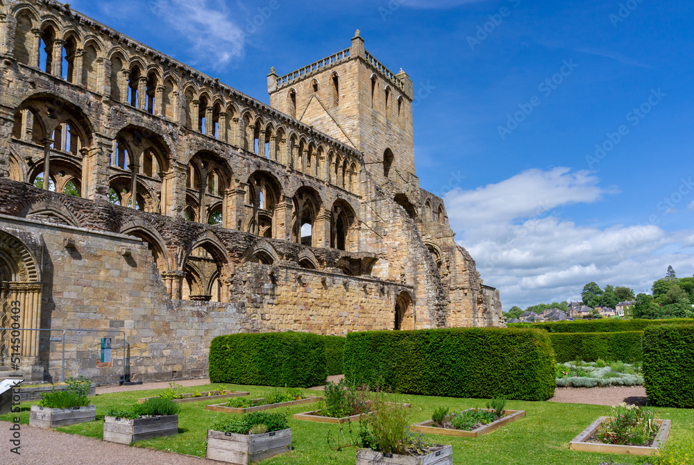 view of the Augustinian Jedburgh Abbey ruins