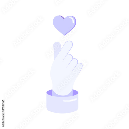 Korean heart sign. Symbol of love on the fingers. Happy Valentine's Day. I like that you gesture with your hand. Vector illustration. Korean heart design for printing greeting cards, banners, posters