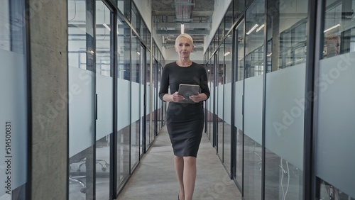 Beautiful business lady walking in office building, successful career development © Synthex🇺🇦