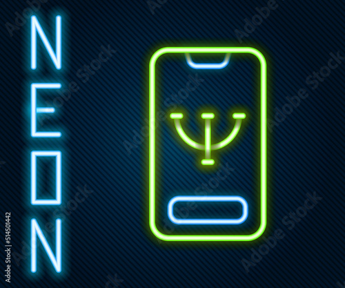 Glowing neon line Online psychological counseling distance icon isolated on black background. Psychotherapy, psychological help, psychiatrist online consulting. Colorful outline concept. Vector