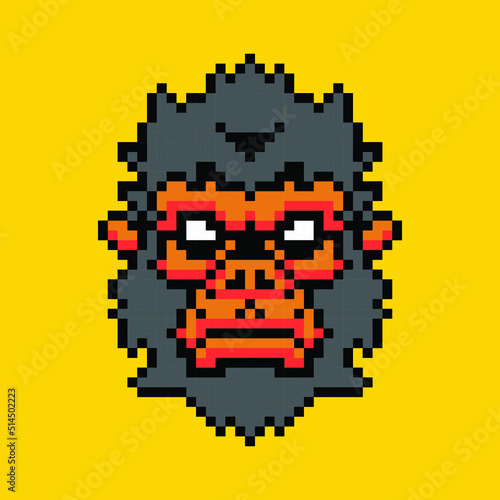 Monkey head pixel art design