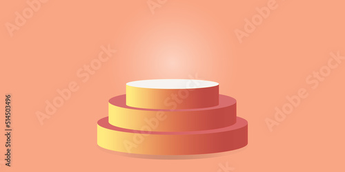 3d rendering pink stand podium on pink wall scene. Vector rendering geometric shape for cosmetic product display presentation