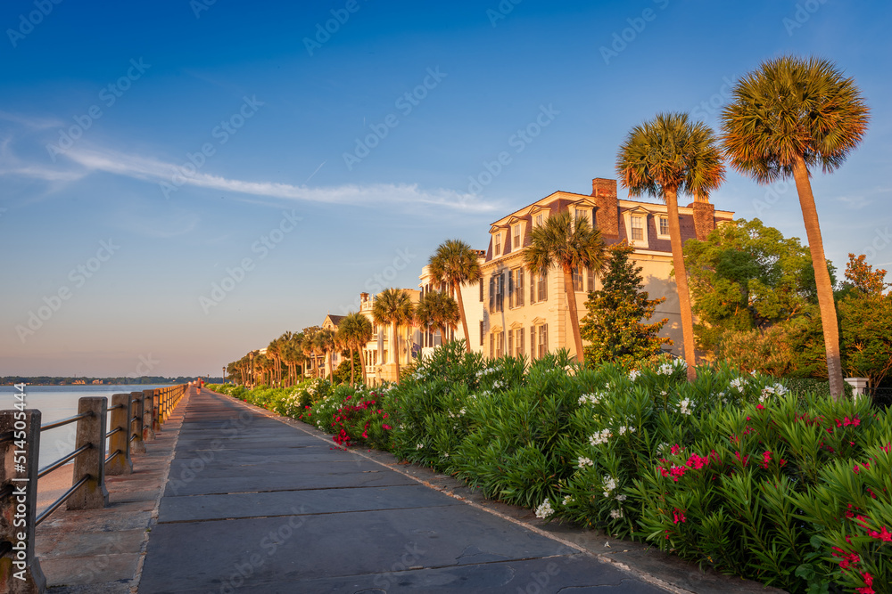 Charleston, South Carolina, USA at the historic homes on The Battery