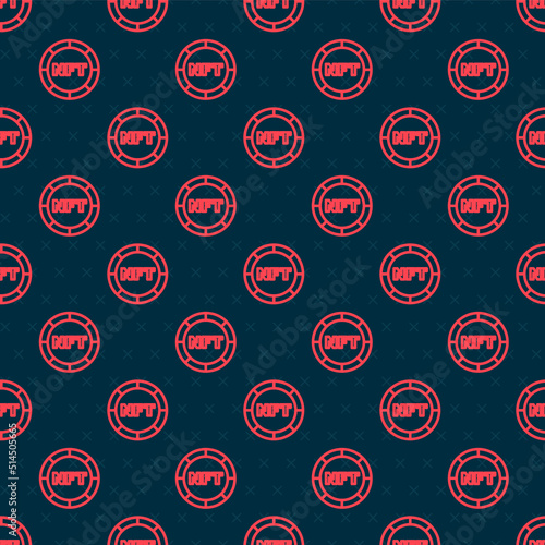 Red line NFT Digital crypto art icon isolated seamless pattern on black background. Non fungible token. Vector