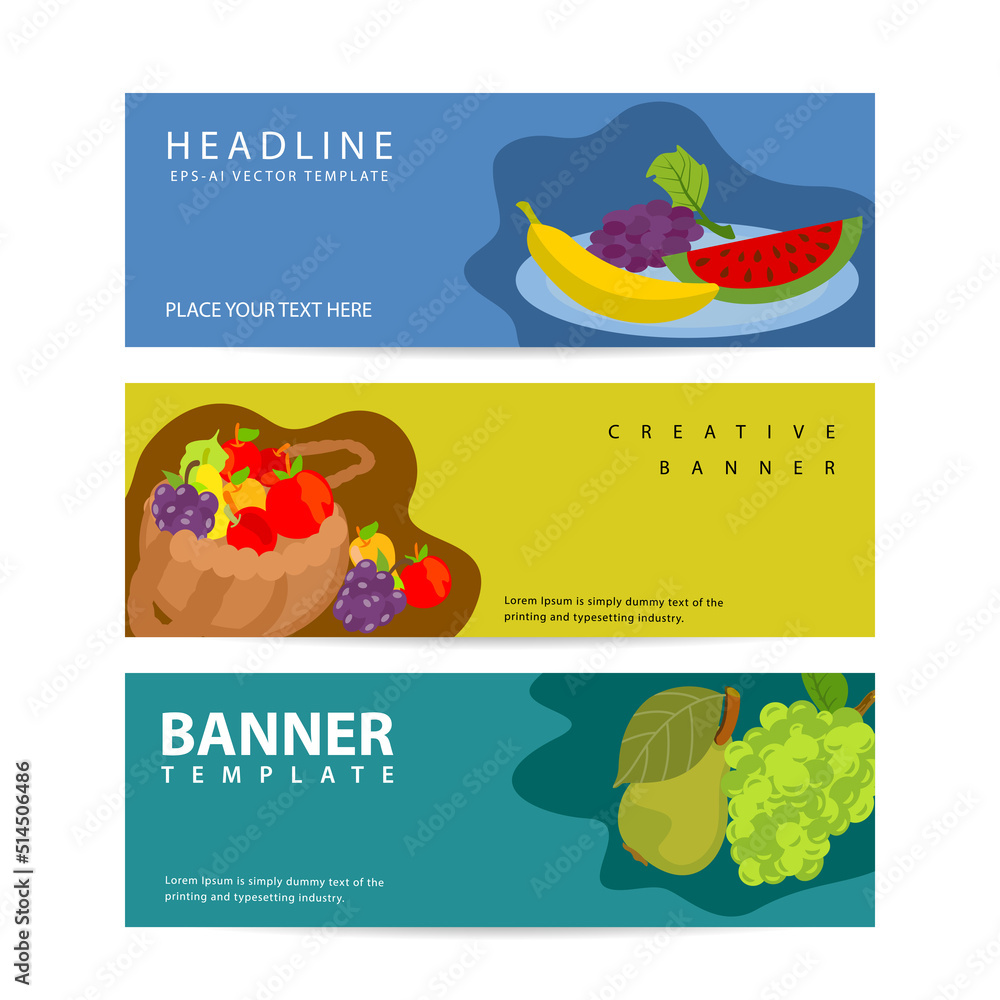 Promotional banners for farmers market. Banners set vector illustration
