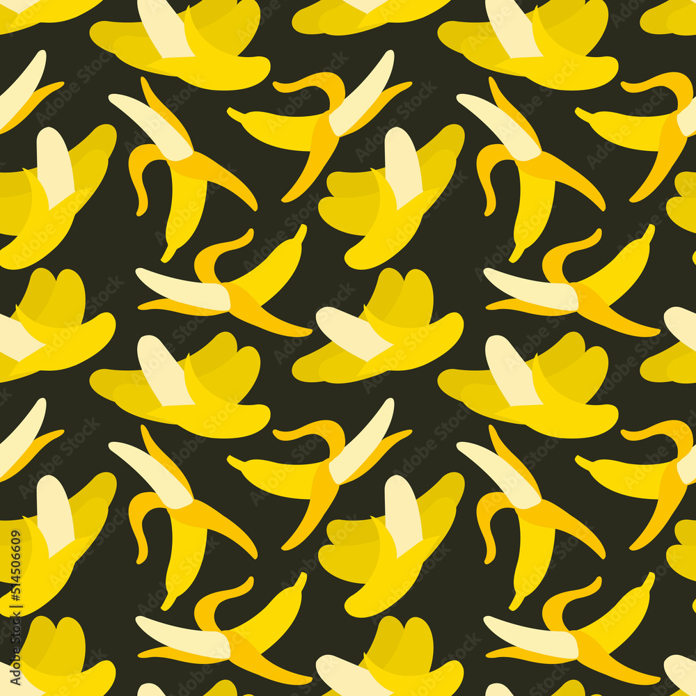 Naklejka premium Seamless pattern with tropical palm leaves and bananas. Seamless pattern texture design.