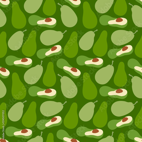 Avocado slices seamless pattern. The ketogenic diet, paleo diet, fit, healthy food vector graphics. Seamless pattern texture design.