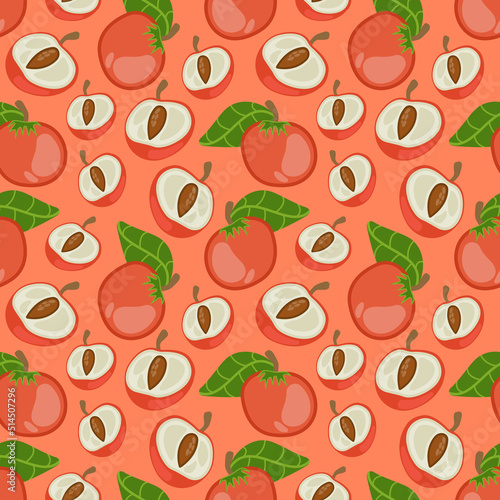 fresh peach fruit seamless pattern. Seamless pattern texture design.