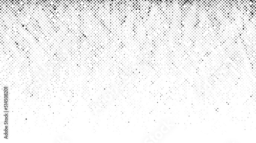 Halftone grunge gradient texture. Comic style pixel background. Pop art faded grainy surface. Speckle and particles vanishing effect. Black pixelated noice backdrop