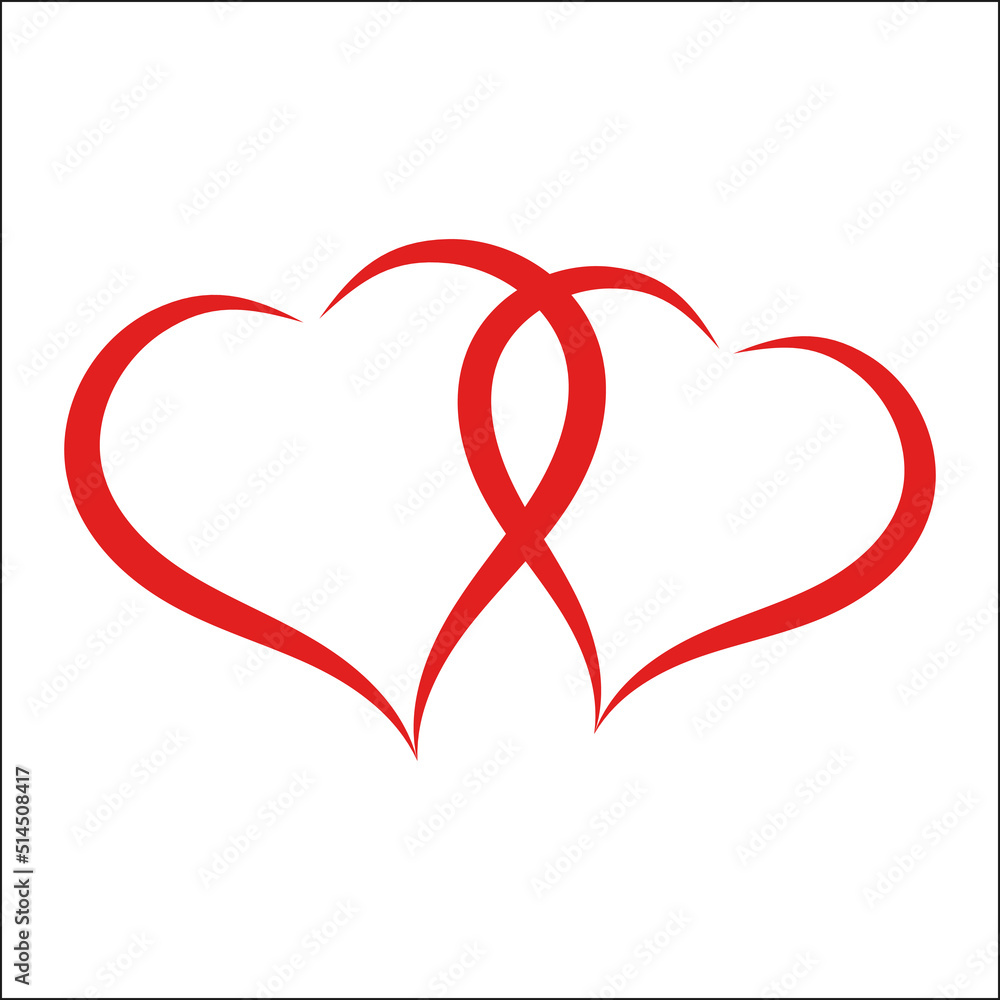 Love two hearts valentines day collection shape romantic wedding sketch drawn brush outline icon vector image