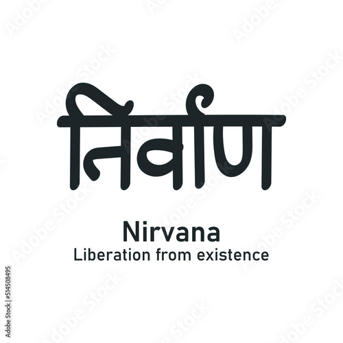 Nirvana sanskrit text. Indian phylosophy. Vector