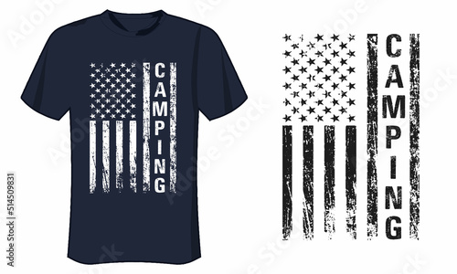 USA Flag Camping T Shirt Design