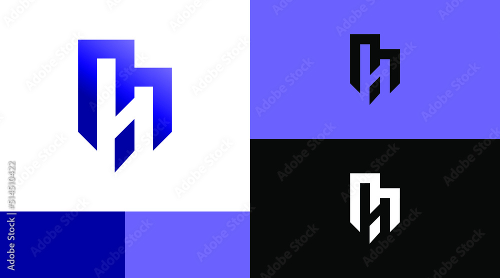 Obraz premium H Monogram Building Architecture Logo Design Concept