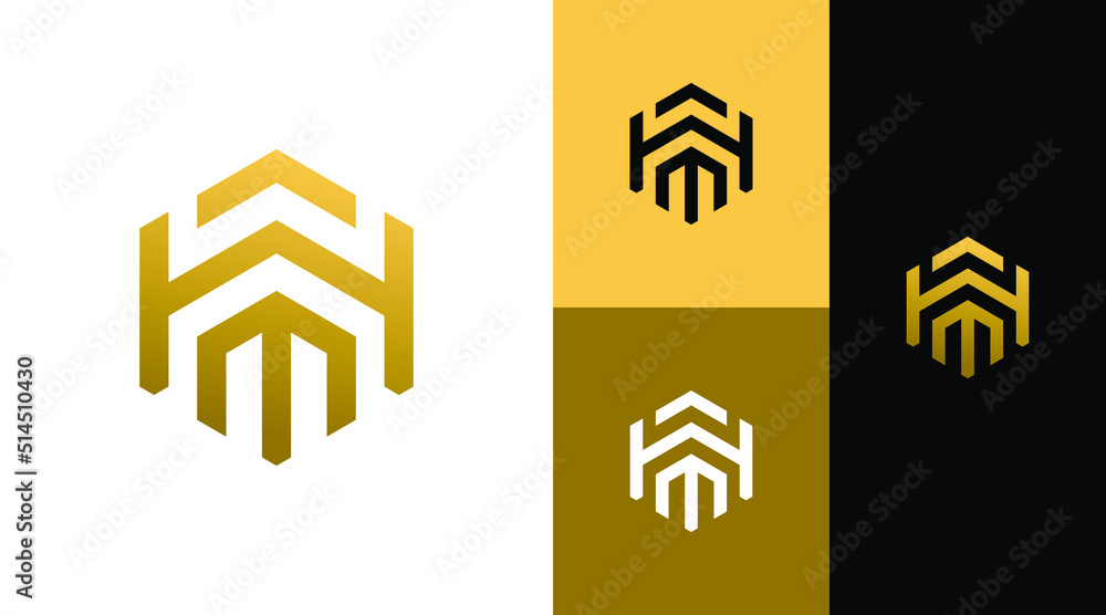HM Monogram Letter Initial Business Corporate Logo Design Concept Stock ...