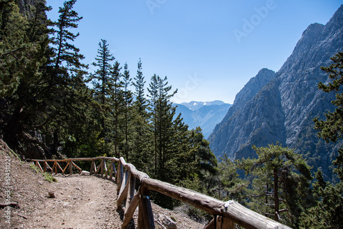 Hiking trail through the Samaria Gorge on the Greek island of Crete