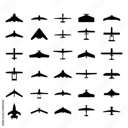 Drone icon vector silhouettes collection on white background. EPS10.
