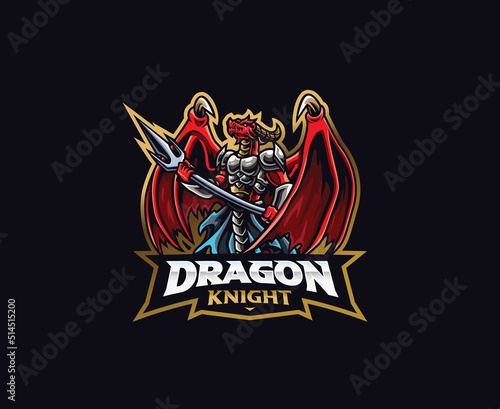 Dragon knight mascot logo design