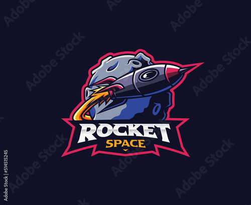 Rocket space mascot logo design