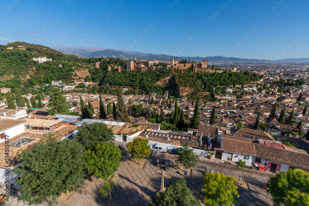 Albaicin downtown and Alhambra with blurred motion