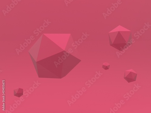pink spherical polygons on a pink background. 3d render. 3d illustration