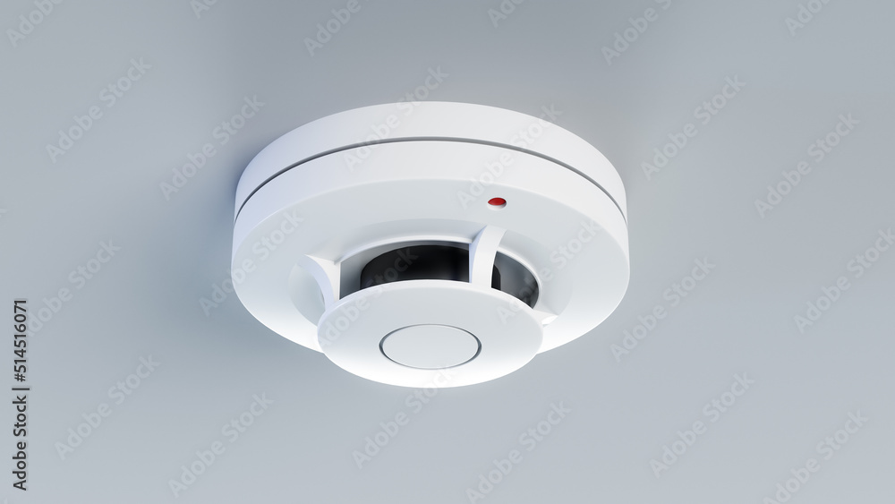 Fire and flame detector, 3D rendering isolated on white background - obrazy, fototapety, plakaty 