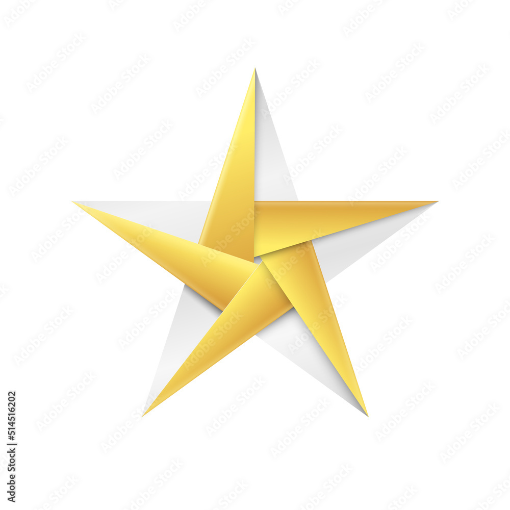 Obraz premium Golden Christmas star origami toy made of gold foil