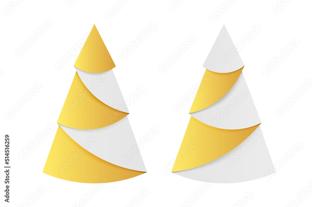 Golden origami Christmas tree made of gold foil Golden origami Christmas tree made of gold foil
