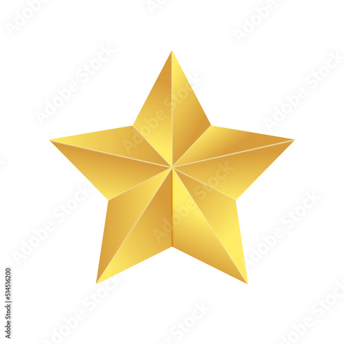 Golden Star. Origami pentagonal star made of gold foil