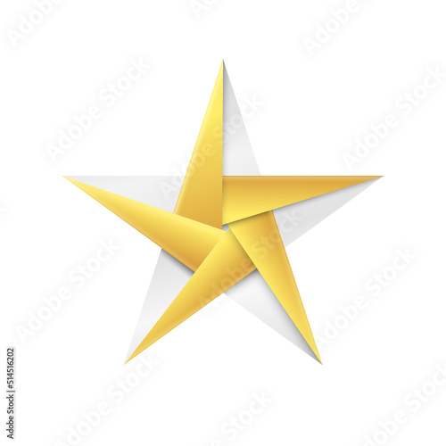 Golden Christmas star origami toy made of gold foil