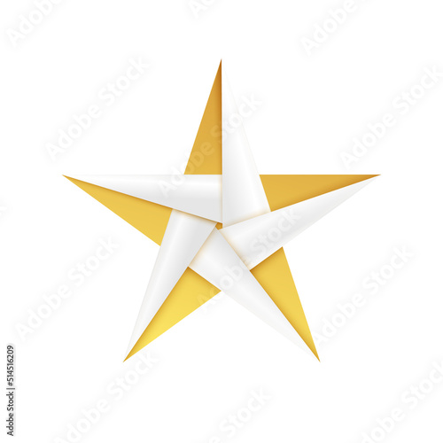 Golden Christmas star origami toy made of gold foil