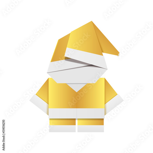 Golden Santa Claus origami toy made of gold foil