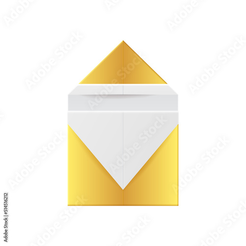 Golden Santa Claus. Origami Santa made of gold foil