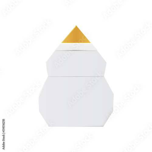 Golden Snowman. Origami snow man made of gold foil