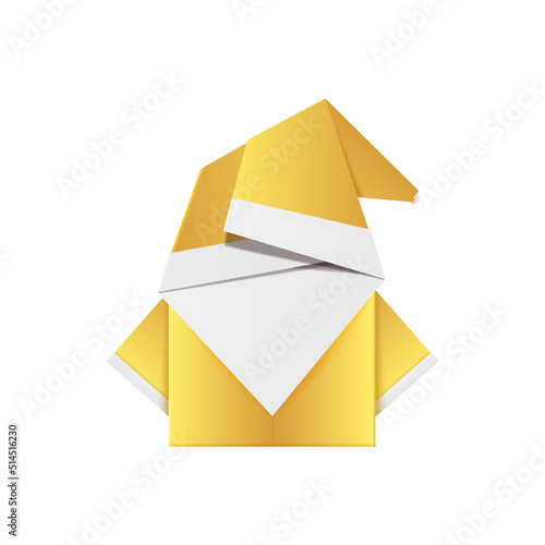 Origami Santa Claus made of golden foil