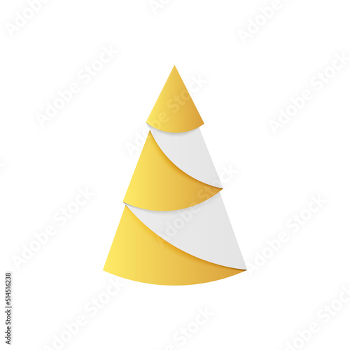 Golden origami Christmas tree made of gold foil