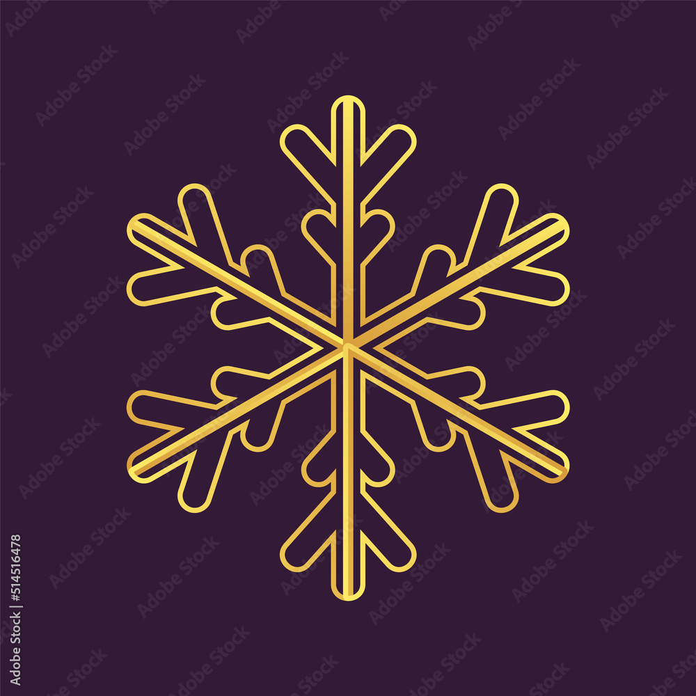 Thinline golden snowflake icon. Foil snow flake stencil blueprint. Thinline golden snowflake icon. Foil snow flake stencil blueprint.