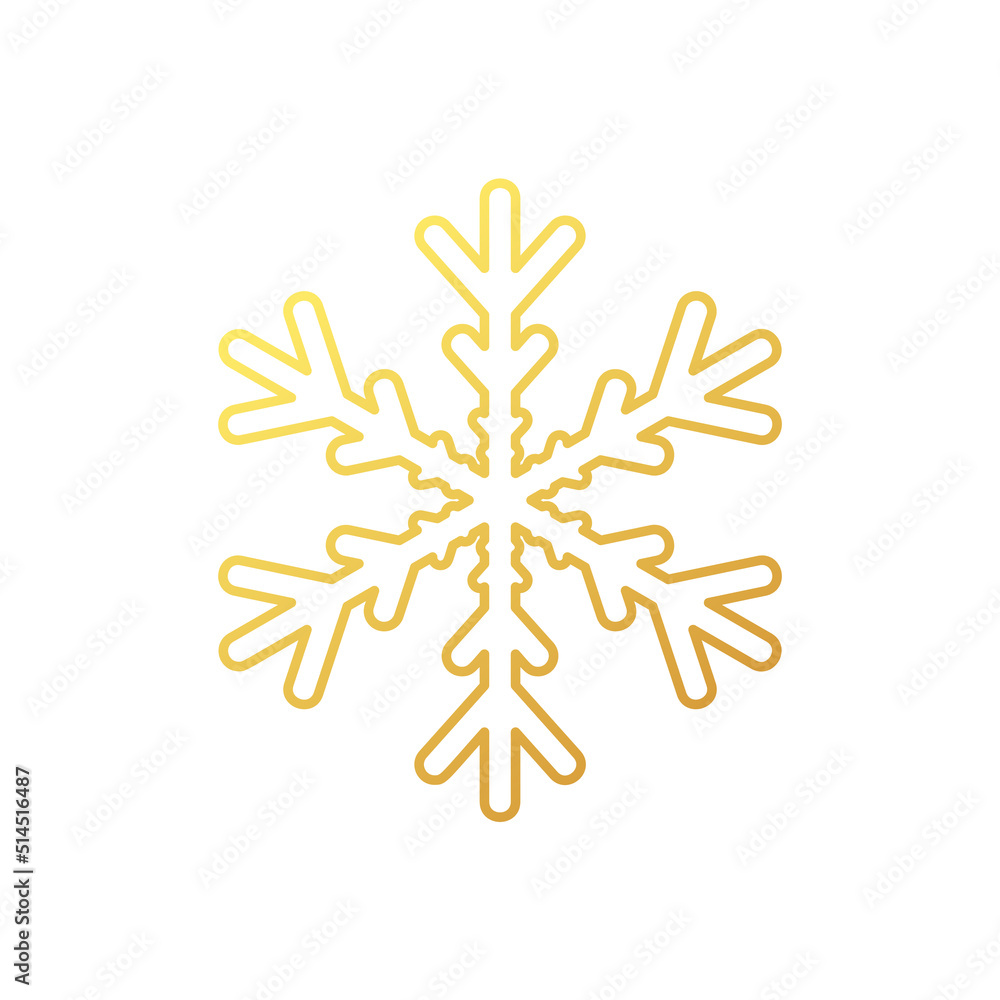 Golden snowflake. Icon of a snow flake made of a golden foil. Golden snowflake. Icon of a snow flake made of a golden foil.