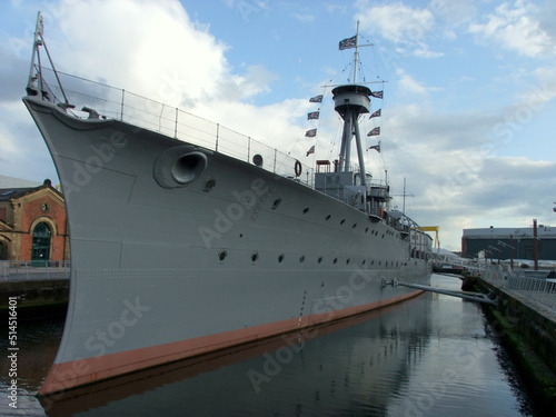 Fotografie Military ship HMS Caroline - light cruiser of the Royal Navy, Belfast, Northern