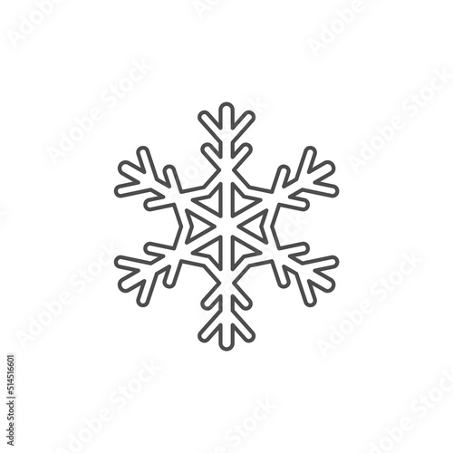 Snowflake silhouette icon. Snow flake stencil blueprint.