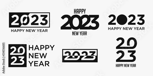 2023 Happy New Year logo text design. 2023 number design template. vector illustration.
