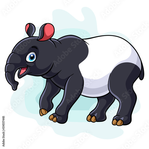 Cartoon tapir smiling happily isolated on a white background.