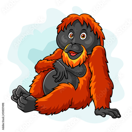 Cartoon orang utan isolated on a white background.