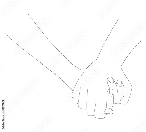 Holding hands. Palms in one line. Hands on a white isolated background.