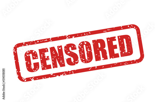 Grunge red censored word. Rubber seal stamp. Vector illustration isolated on white background.